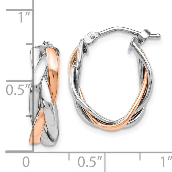 14K White & Rose Gold Hoop Earrings Image 4 Diamond Design Jewelers Somerset, KY