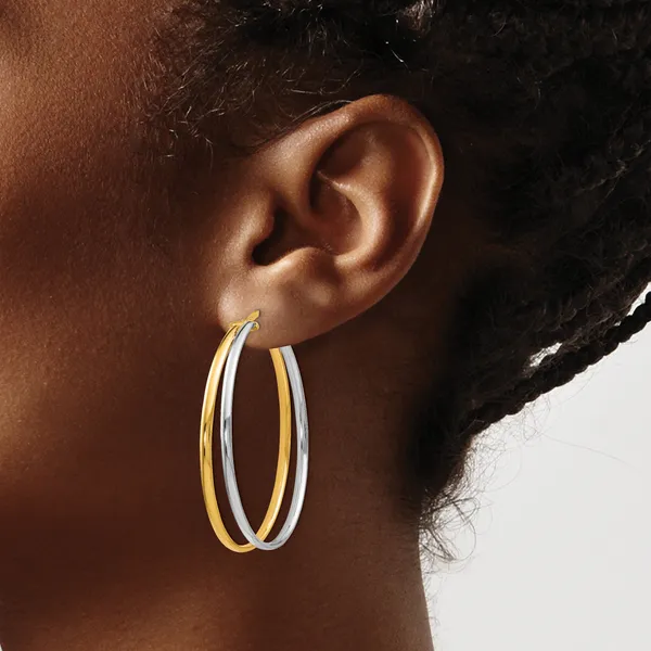 14K Yellow Gold Polished Hoop Earrings Image 3 Diamond Design Jewelers Somerset, KY