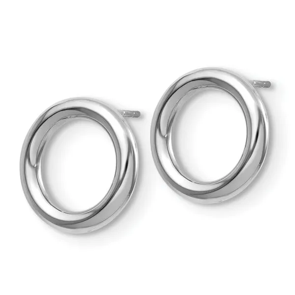 Leslie's 14K White Gold Polished Circle Post Earrings Image 2 Mitchell's Jewelry Norman, OK