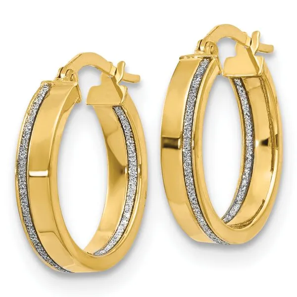 Leslie's 14K Polished Glimmer Infused Hoop Earrings Image 2 Peran & Scannell Jewelers Houston, TX