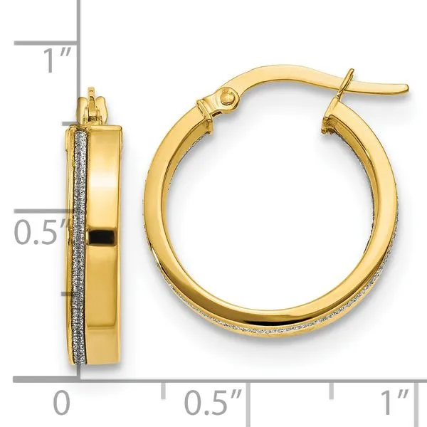 Leslie's 14K Polished Glimmer Infused Hoop Earrings Image 4 Peran & Scannell Jewelers Houston, TX
