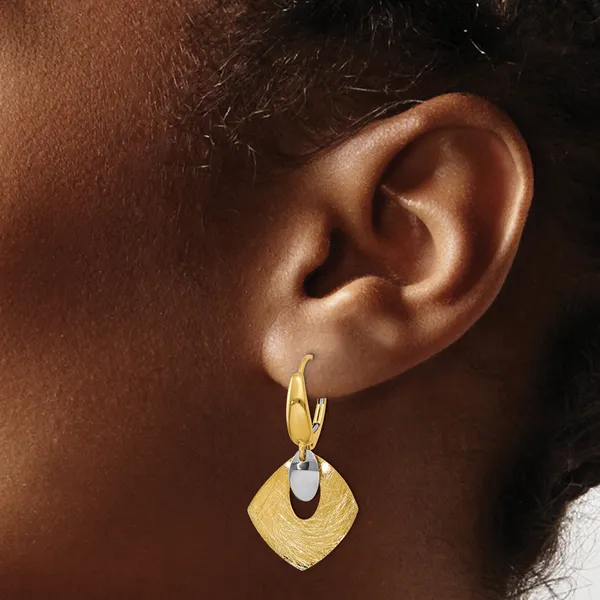 Leslie's 14K Polished and Textured Fancy Leverback Earrings Image 3 Mitchell's Jewelry Norman, OK