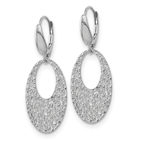 Leslie's 14K White Gold Polished and Textured Floral Leverback Earrings Image 2 Jimmy Smith Jewelers Decatur, AL