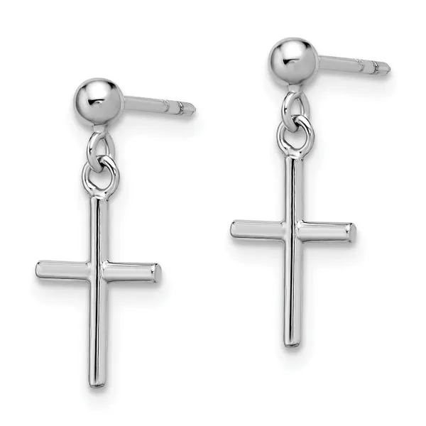 Leslie's 14K White Gold Cross Post Drop Earrings Image 2 Johnson Jewellers Lindsay, ON