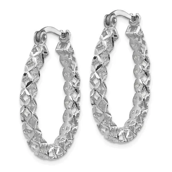 Leslie's 14K White Gold Polished D/C Hollow Hoop Earrings Image 2 Mitchell's Jewelry Norman, OK