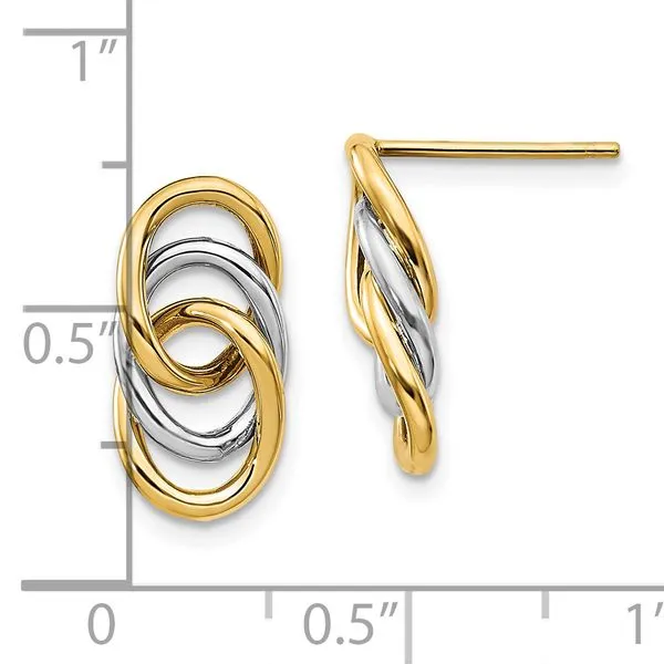 Leslie's 14K Two-tone Polished Circles Post Earrings Image 4 Spencer's Jewelers Athens, GA