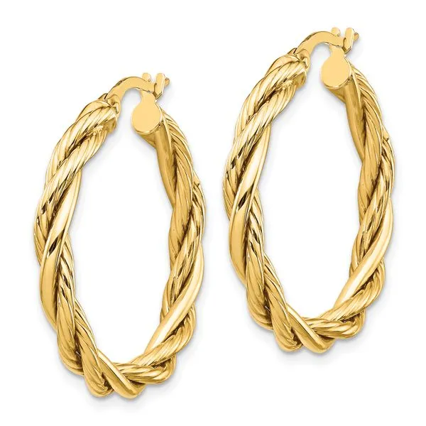 Leslie's 14K Polished Twisted Hoop Earrings Image 2 Mitchell's Jewelry Norman, OK