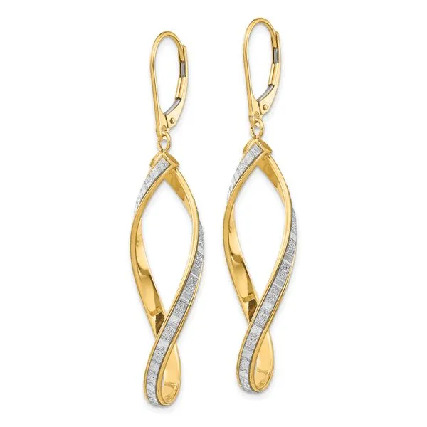 Leslie's 14K Glimmer Infused Twisted Leverback Earrings Image 2 Peran & Scannell Jewelers Houston, TX