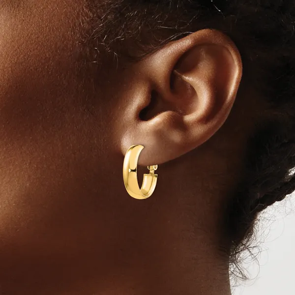 Leslie's 14K 6mm High Polished Oval Omega Hoop Earrings Image 3 Dahlkemper's Jewelry Connection Erie, PA