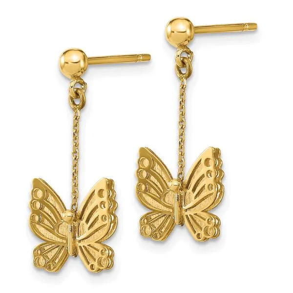 Leslie's 14k Polished and Brushed Butterfly Earrings Image 2 Mitchell's Jewelry Norman, OK