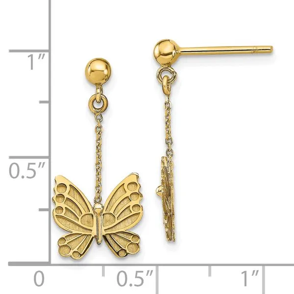 Leslie's 14k Polished and Brushed Butterfly Earrings Image 4 Mitchell's Jewelry Norman, OK