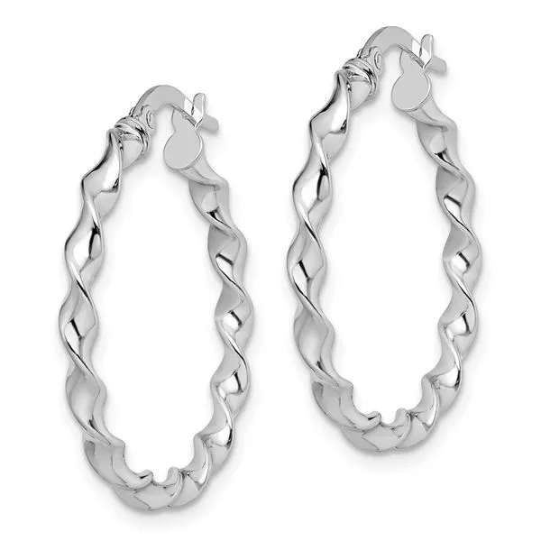 Leslie's 14K White Gold Twisted Hoop Earrings Image 2 Tidwells of Greenwood Greenwood, SC