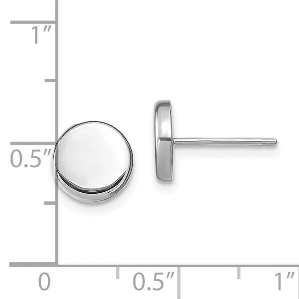 Leslie's 14k White Gold Polished Button Post Earrings Image 4 Mitchell's Jewelry Norman, OK