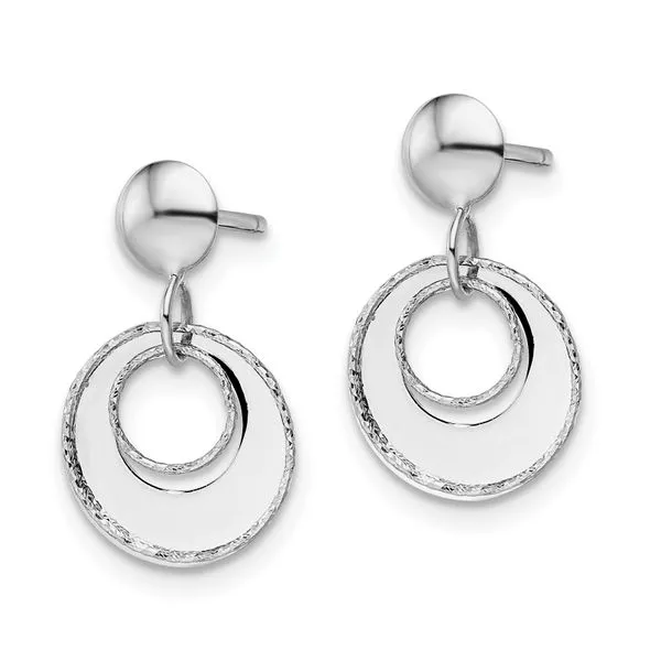 Leslie's 14K White Gold Polished Textured Post Dangle Earrings Image 2 Mitchell's Jewelry Norman, OK