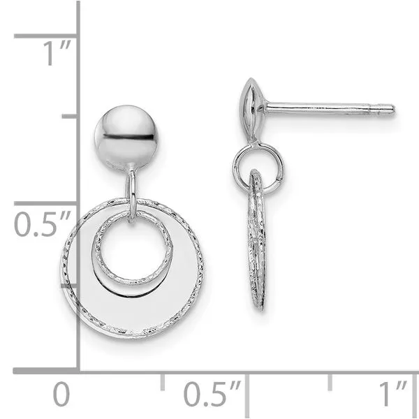 Leslie's 14K White Gold Polished Textured Post Dangle Earrings Image 4 Mitchell's Jewelry Norman, OK