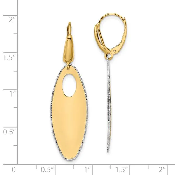 Leslie's 14K Two-tone Polished Textured Leverback Dangle Earrings Image 4 Diamond Design Jewelers Somerset, KY