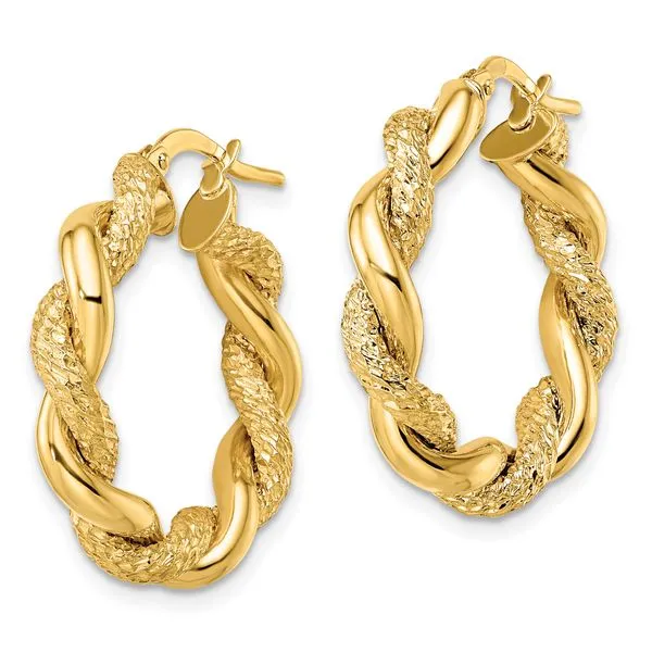 Leslie's 14K D/C Twisted Hoop Earrings Image 2 Jewelry Design Studio Jensen Beach, FL