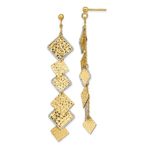 Leslie's 14K Two-tone Polished and Brushed D/C Post Dangle Earrings Diamond Design Jewelers Somerset, KY
