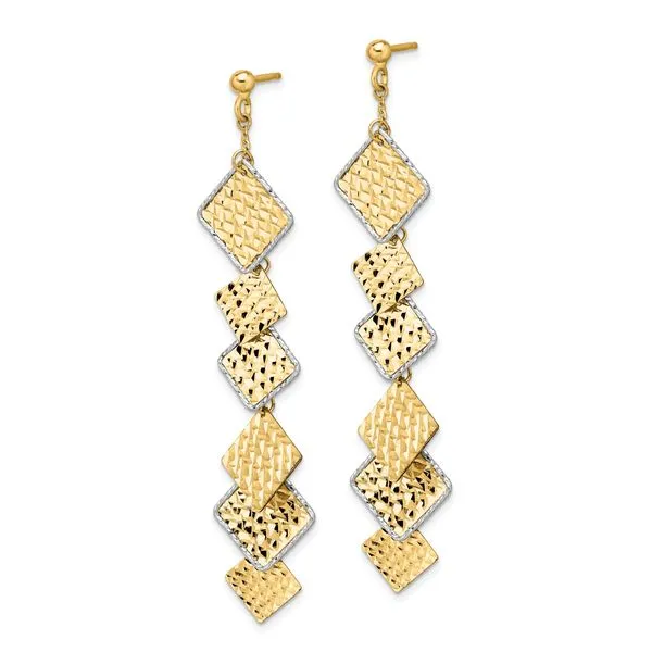 Leslie's 14K Two-tone Polished and Brushed D/C Post Dangle Earrings Image 2 Diamond Design Jewelers Somerset, KY