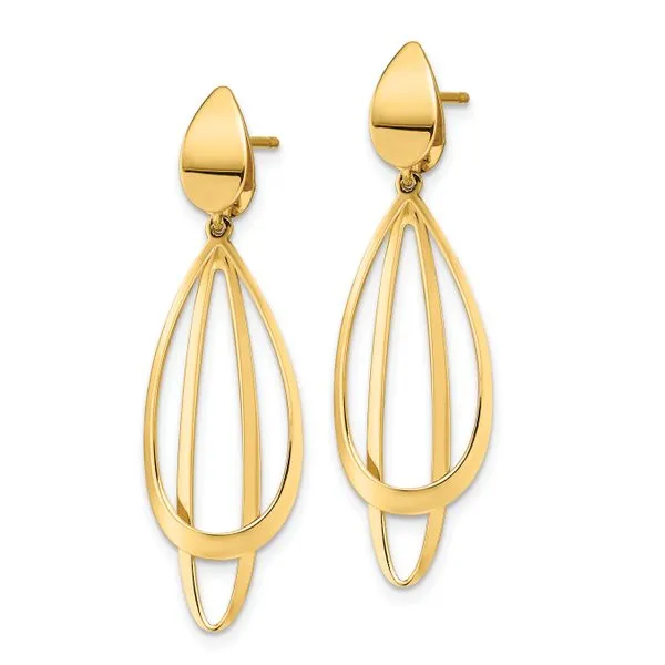 Leslie's 14k Polished and Brushed Post Dangle Earrings Image 2 Jewelry Design Studio Jensen Beach, FL