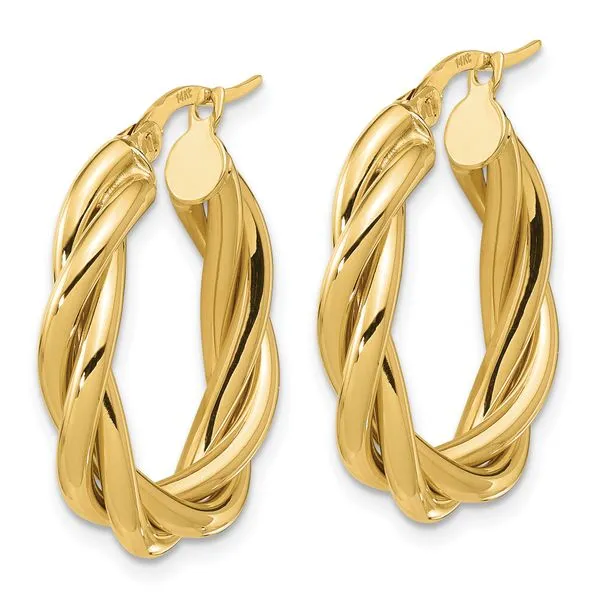 Leslie's 14K Polished Twisted Oval Hoop Earrings Image 2 Diamond Design Jewelers Somerset, KY
