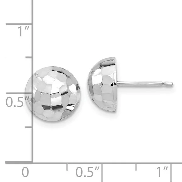 Leslie's 14K White Gold Polished D/C 10mm Button Post Earrings Image 4 S&E Jewelers Depew, NY