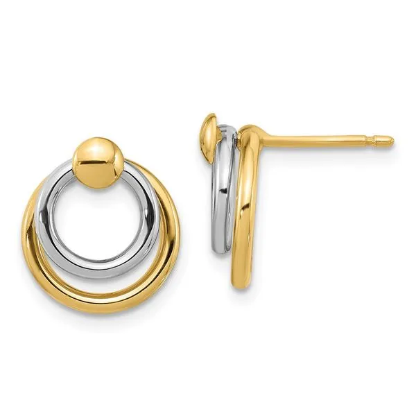 Leslie's 14K Two-tone Polished Post Dangle Earrings Spencer's Jewelers Athens, GA