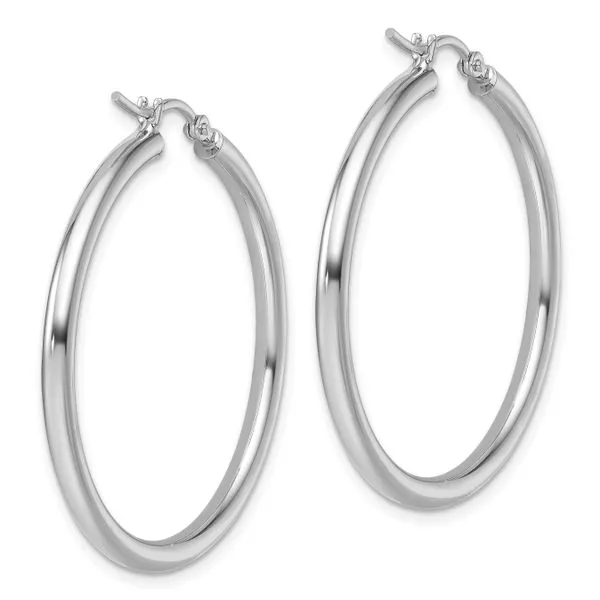 Leslie's 14k White Gold Polished 2.5mm Lightweight Tube Hoop Earrings Image 4 Diamond Design Jewelers Somerset, KY