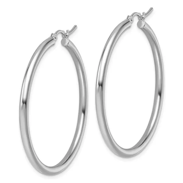 Leslie's 14k White Gold Polished 2.5mm Lightweight Tube Hoop Earrings Image 2 Diamond Design Jewelers Somerset, KY