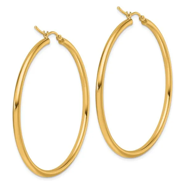Leslie's 14k Polished 2.5mm Lightweight Tube Hoop Earrings Image 4 Jewelry Design Studio Jensen Beach, FL