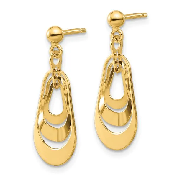 Leslie's 14K Polished Post Dangle Earrings Image 2 Diamond Design Jewelers Somerset, KY
