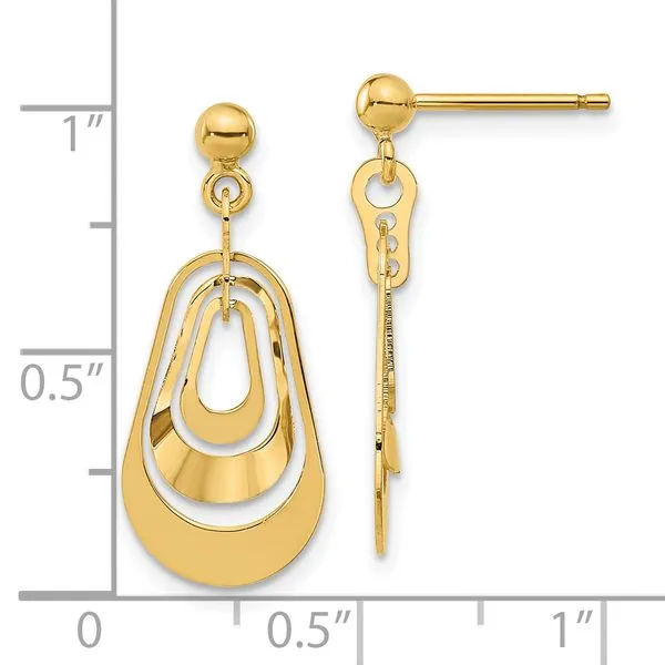 Leslie's 14K Polished Post Dangle Earrings Image 4 Diamond Design Jewelers Somerset, KY