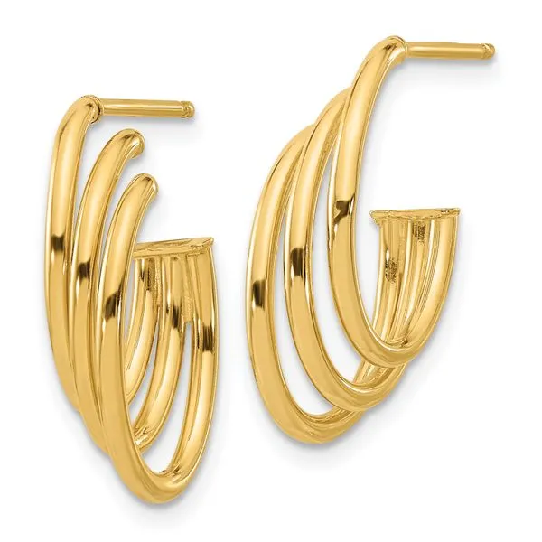 Leslie's 14K Polished J-Hoop Post Earrings Image 2 Jewelry Design Studio Jensen Beach, FL