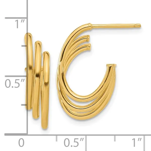 Leslie's 14K Polished J-Hoop Post Earrings Image 4 Diamond Design Jewelers Somerset, KY