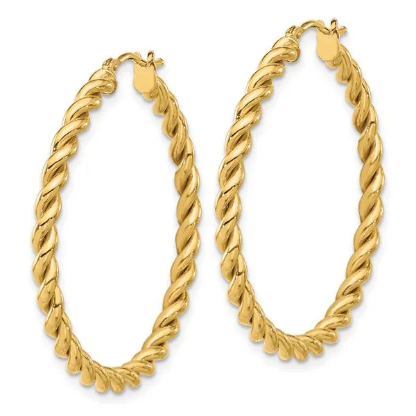 Leslie's 14K Polished Twist Hoop Earrings Image 2 Spencer's Jewelers Athens, GA