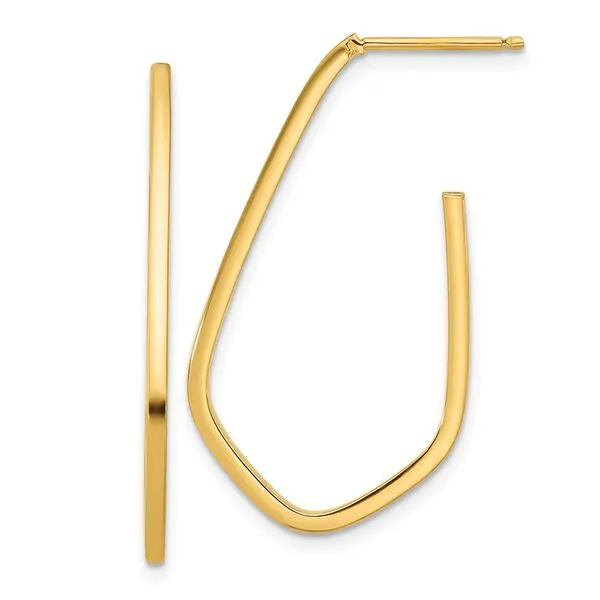 Leslie's 14K Polished Geometric Shaped J-Hoop Post Earrings Spencer's Jewelers Athens, GA