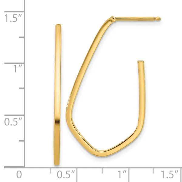 Leslie's 14K Polished Geometric Shaped J-Hoop Post Earrings Image 4 Spencer's Jewelers Athens, GA