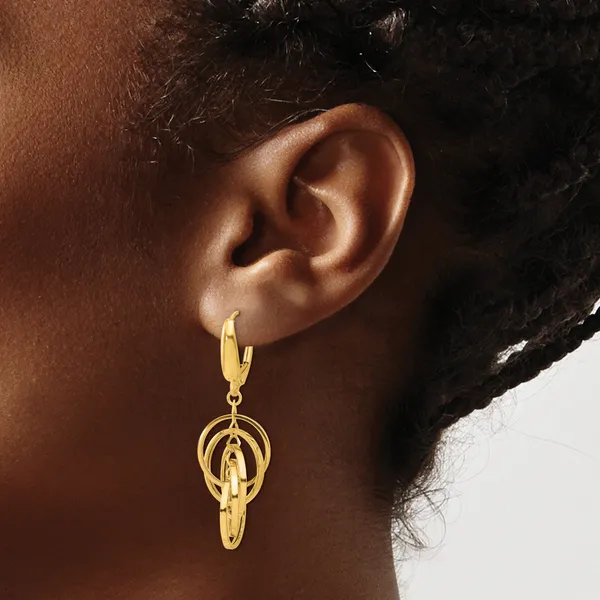 Leslie's 14K Polished Circles Dangle Earrings Image 3 Jewelry Design Studio Jensen Beach, FL