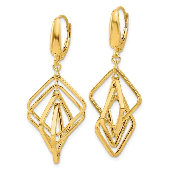 Leslie's 14K Polished Squares Dangle Earrings Image 2 Diamond Design Jewelers Somerset, KY