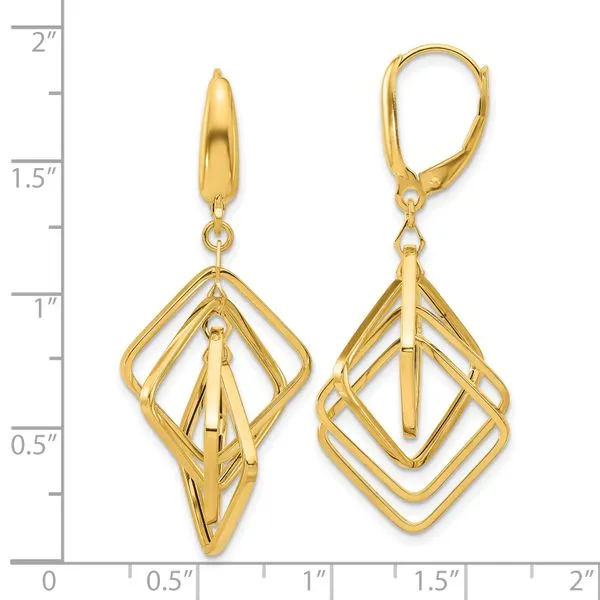 Leslie's 14K Polished Squares Dangle Earrings Image 4 Diamond Design Jewelers Somerset, KY