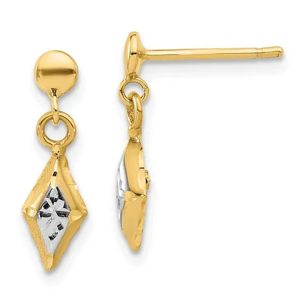 Leslie's 14K and White Rhodium Polished Post Dangle Earrings Diny's Jewelers Middleton, WI