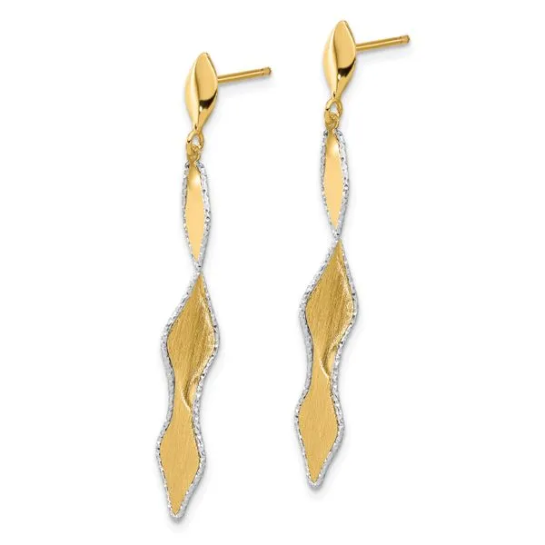 Leslie's 14K and White Rhodium Polished and Satin Post Dangle Earrings Image 2 Mitchell's Jewelry Norman, OK