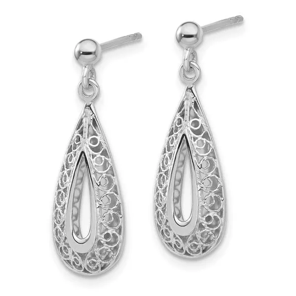 Leslie's 14K White Gold Filigree Teardrop Post Dangle Earrings Image 2 Diamond Design Jewelers Somerset, KY