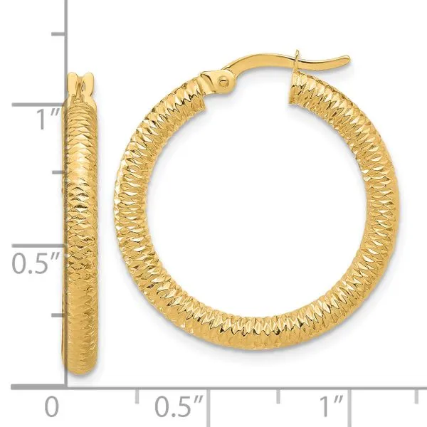 Leslie's 14K Diamond-Cut Round Hoop Earrings Image 4 Spencer's Jewelers Athens, GA