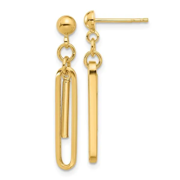 Leslie's 14K Polished Paperclip Dangle Earrings Diny's Jewelers Middleton, WI