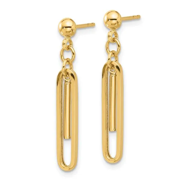 Leslie's 14K Polished Paperclip Dangle Earrings Image 2 Diny's Jewelers Middleton, WI