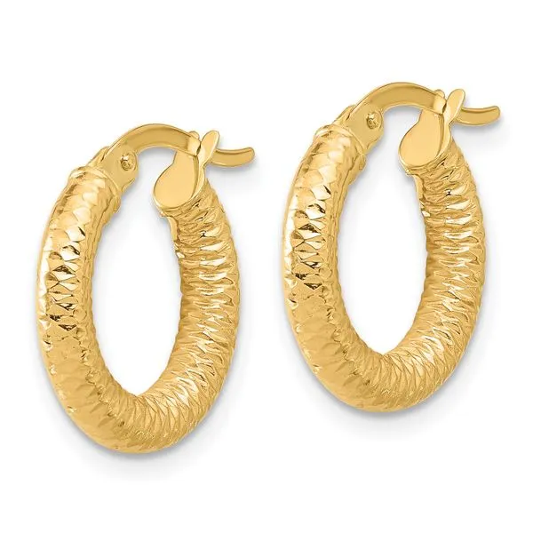 Leslie's 14K Polished and Diamond-cut Hoop Earrings Image 2 Mitchell's Jewelry Norman, OK