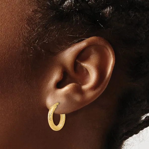 Leslie's 14K Polished and Diamond-cut Hoop Earrings Image 3 Jewelry Design Studio Jensen Beach, FL