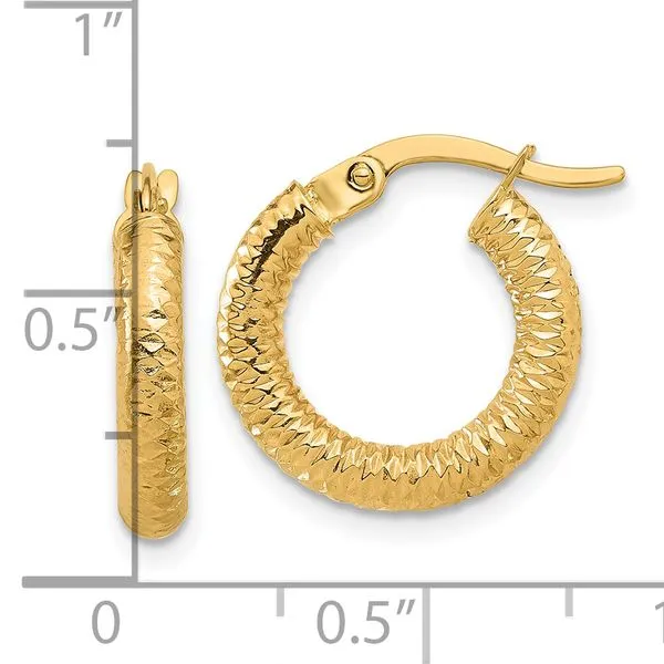 Leslie's 14K Polished and Diamond-cut Hoop Earrings Image 4 Mitchell's Jewelry Norman, OK