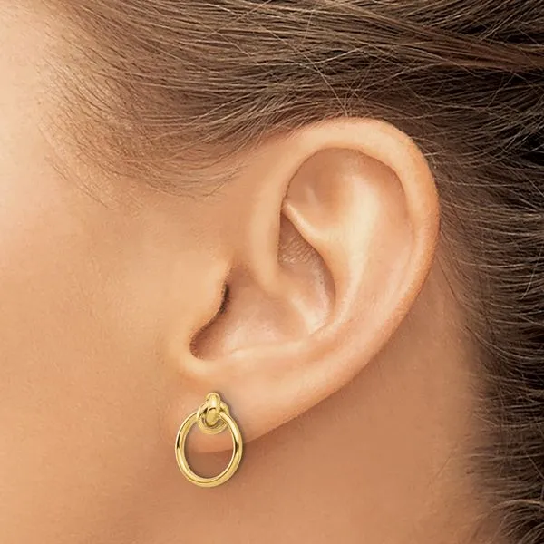 Leslie's 14K Polished Knot Circle Drop Post Earrings Image 3 Mitchell's Jewelry Norman, OK